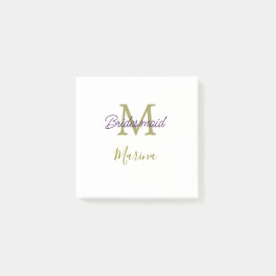 Post-it® Monogramme de tribu de mariée simple en or pour la