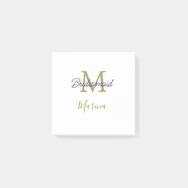 Post-it® Monogramme de tribu de mariée simple en or pour la (Devant)