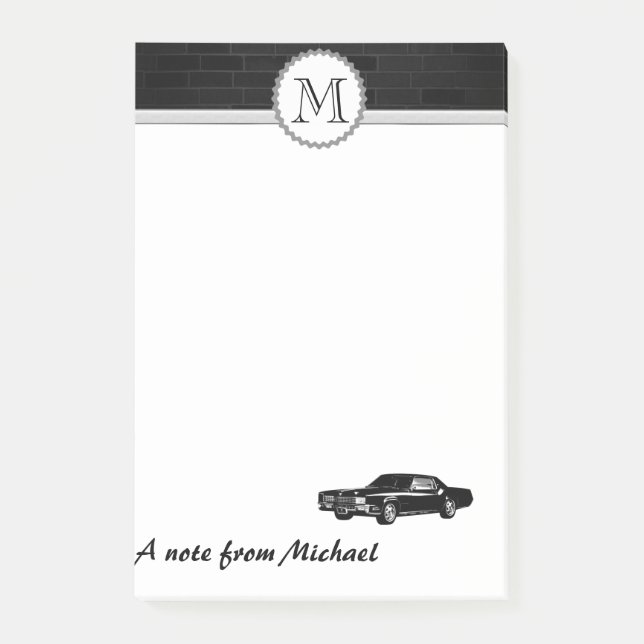 Post-it® Monogramme de voiture ancienne classe de brique (Devant)