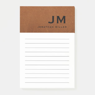 Post-it® Monogramme Design Moderne Cuir De Sable