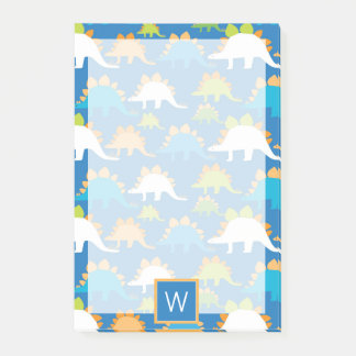Post-it® Monogramme | Dinosaures verts orange bleu