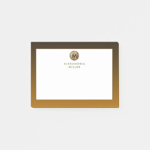 Post-it® Monogramme d'or brossé de luxe minimal
