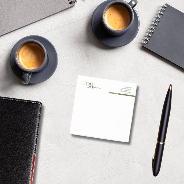 Post-it® Monogramme d'or vert olive simple et moderne (Créateur téléchargé)