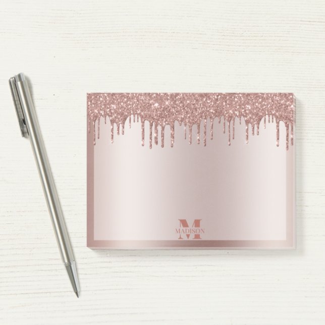 Post-it® Monogramme Dusty Rose Parties scintillant de goutt (Créateur téléchargé)