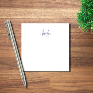 Post-it® Monogramme élégant moderne blanc écriture lavande
