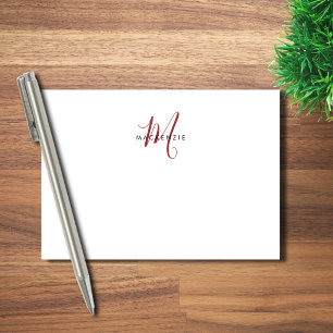 Post-it® Monogramme élégant moderne blanc rouge écriture