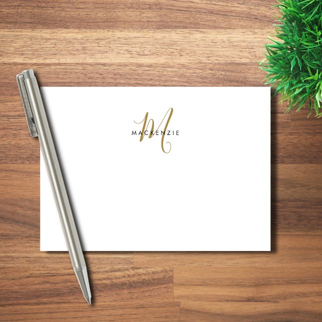 Post-it® Monogramme élégant moderne en or blanc écriture (Créateur téléchargé)