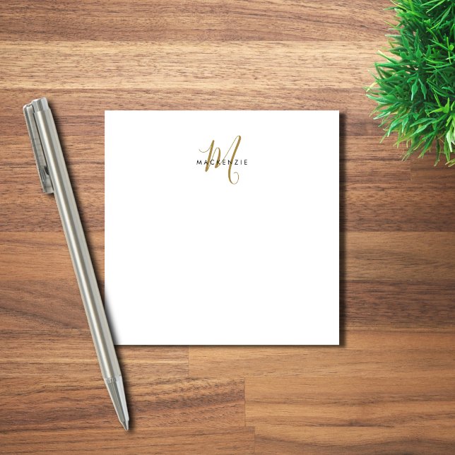 Post-it® Monogramme élégant moderne en or blanc écriture (Créateur téléchargé)