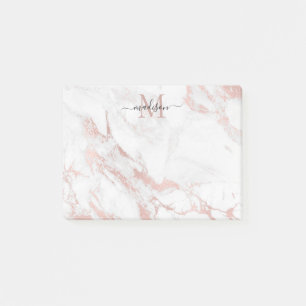 Post-it® Monogramme en marbre d'or rose rose rose moderne