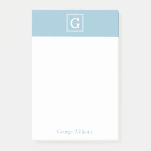 Post-it® Monogramme encadré bleu-clair personnalisé