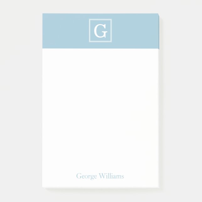 Post-it® Monogramme encadré bleu-clair personnalisé (Devant)