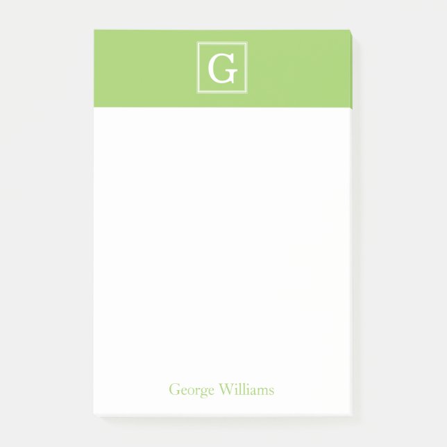 Post-it® Monogramme encadré vert Kiwi personnalisé (Devant)