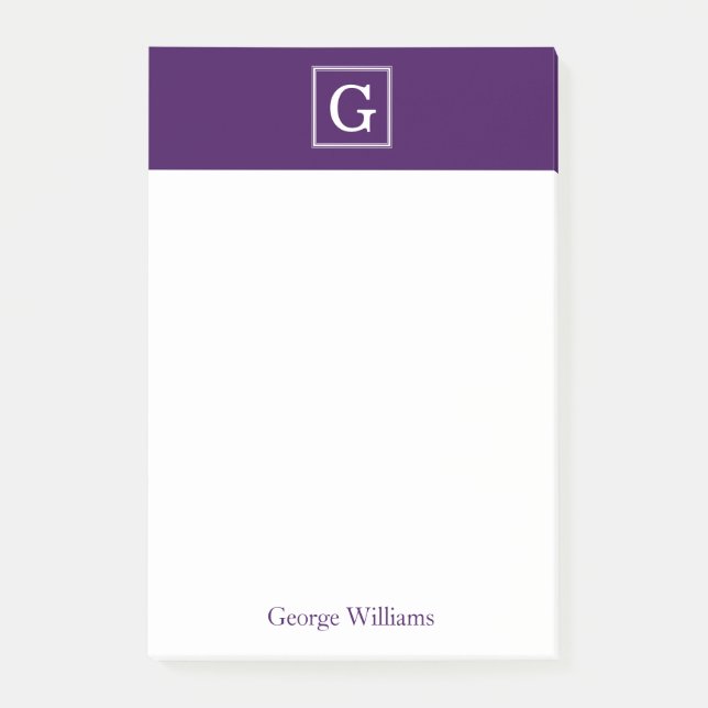 Post-it® Monogramme encadré violet personnalisé (Devant)