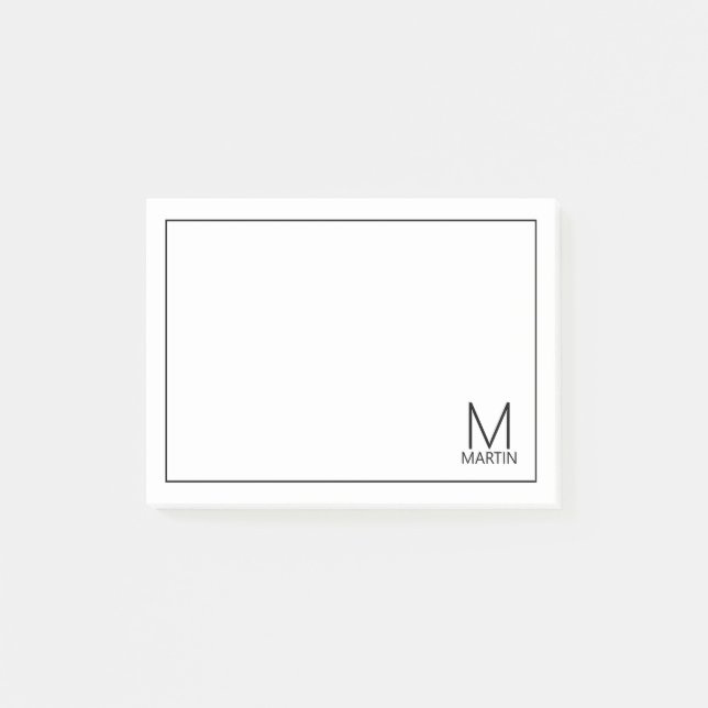Post-it® Monogramme et bloc-notes de nom personnalisés mode (Devant)
