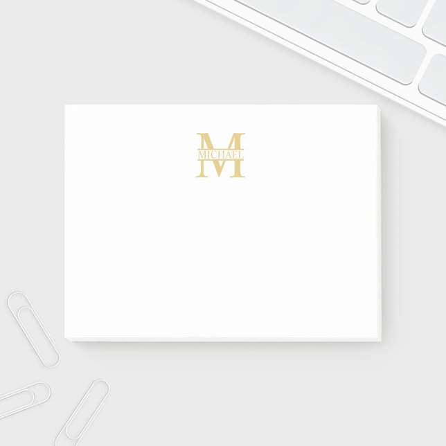 Post-it® Monogramme et nom d'or personnalisé (Créateur téléchargé)