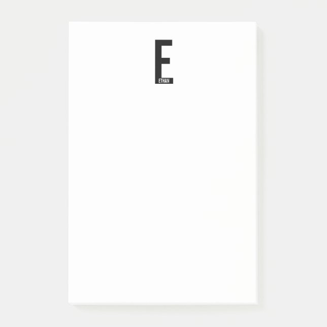 Post-it® Monogramme et nom personnalisés modernes (Devant)