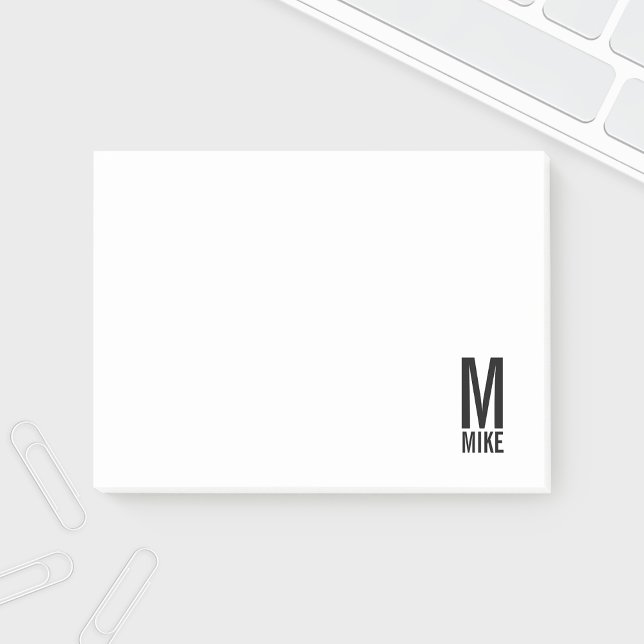 Post-it® Monogramme et nom personnalisés modernes (Créateur téléchargé)