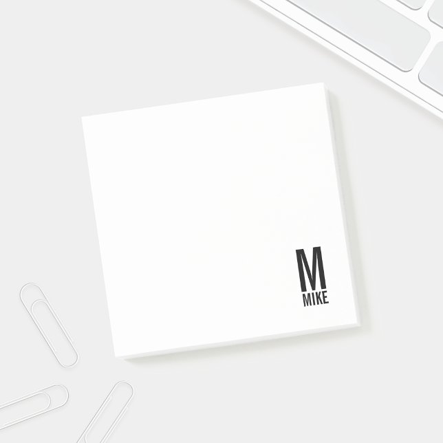 Post-it® Monogramme et nom personnalisés modernes (Créateur téléchargé)