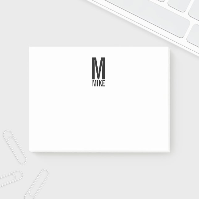 Post-it® Monogramme et nom personnalisés modernes (Créateur téléchargé)