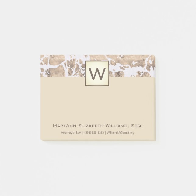 Post-it® Monogramme exécutif en marbre crème (Devant)