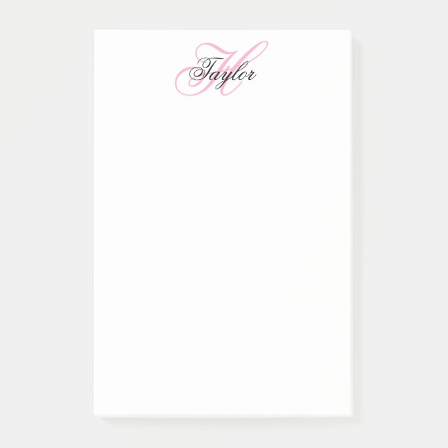 Post-it® Monogramme fantaisie noir et rose (Devant)