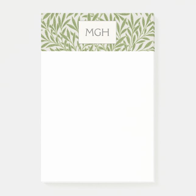 Post-it® Monogramme Feuilles de Saule Vert Vintage (Devant)