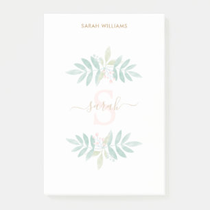 Post-it® Monogramme floral d'aquarelle