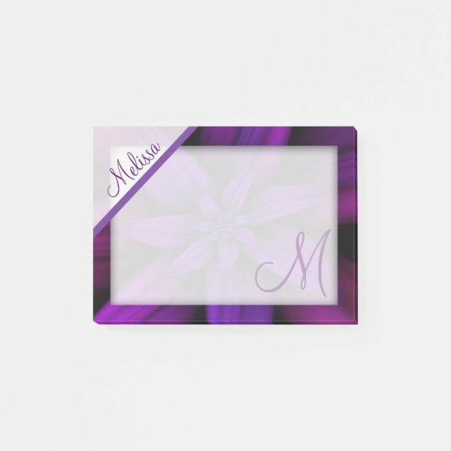 Post-it® Monogramme floral de passion pourpre (Devant)