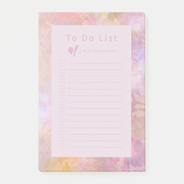 Post-it® Monogramme Floral Pastel Moderne (Devant)