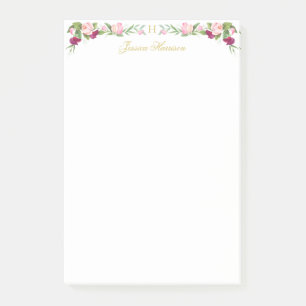 Post-it® Monogramme Floral Purple Pois rose doux Vintage 4x