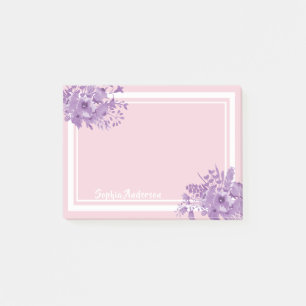 Post-it® monogramme floral rose violet