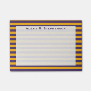 Post-it® Monogramme foncé violet et or jaune rayure