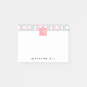 Post-it® Monogramme géométrique de la menthe et du corail