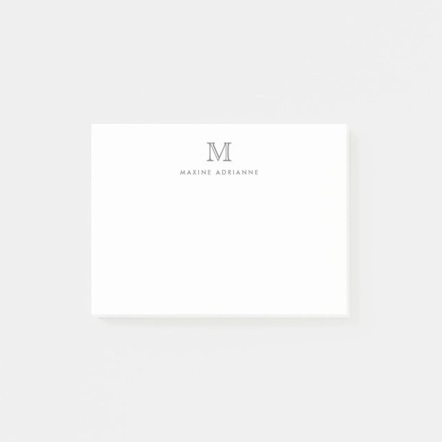 Post-it® Monogramme gris argent chic moderne fille initiale (Devant)