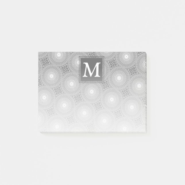 Post-it® Monogramme gris cercles motif (Devant)