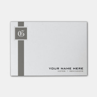 Post-it® Monogramme gris et blanc professionnel de rayure
