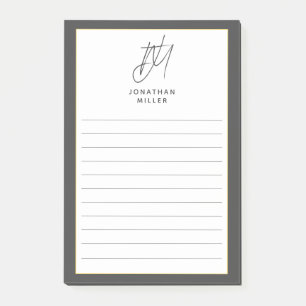 Post-it® Monogramme gris minimaliste moderne