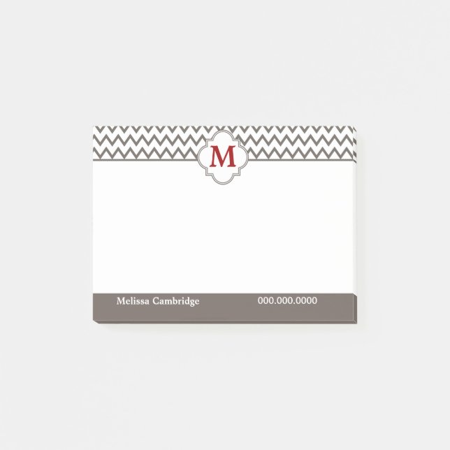 Post-it® Monogramme gris personnalisé (Devant)