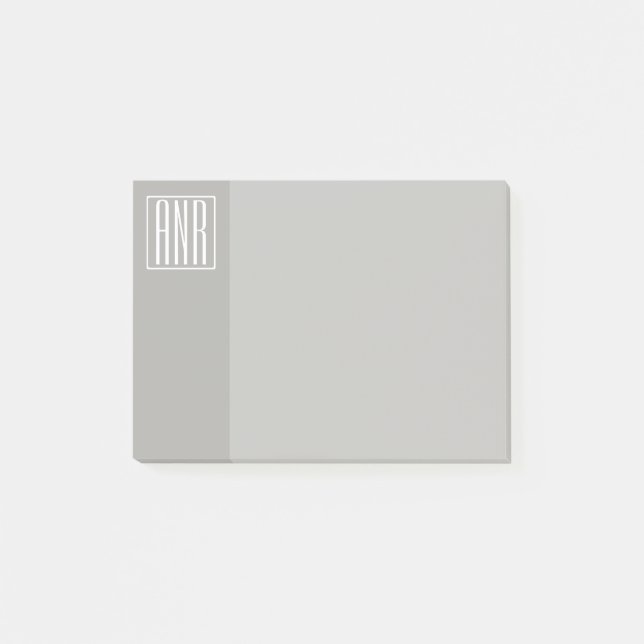 Post-it® Monogramme initial | Blanc sur gris clair (Devant)