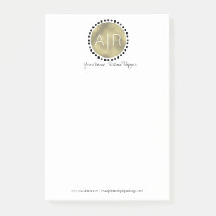 Post-it® Monogramme initial cercle en feuille simulée moder