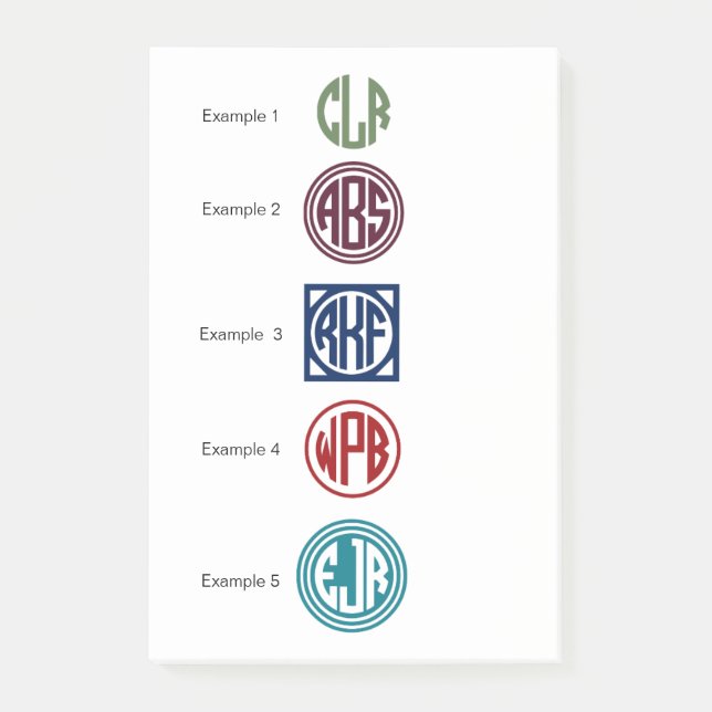 Post-it® Monogramme initial de cercle de la couleur 3 faits (Devant)