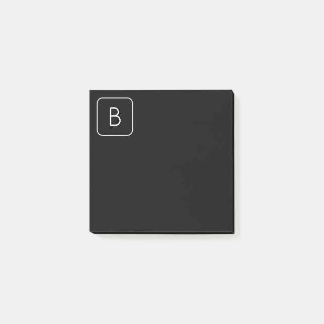 Post-it® Monogramme Initial De Style Moderne | Blanc & Noir (Devant)