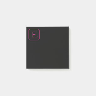 Post-it® Monogramme Initial De Style Moderne Rose Et Noir