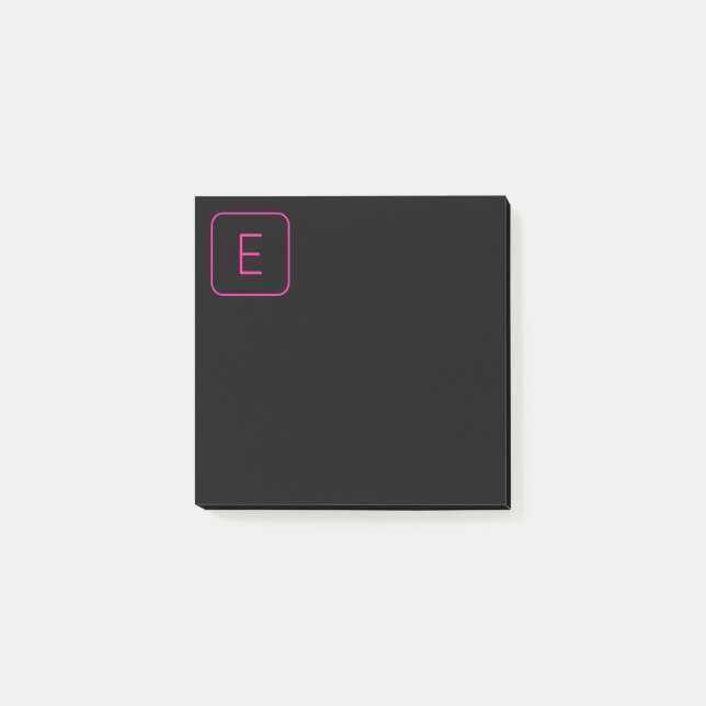 Post-it® Monogramme Initial De Style Moderne | Rose Et Noir (Devant)