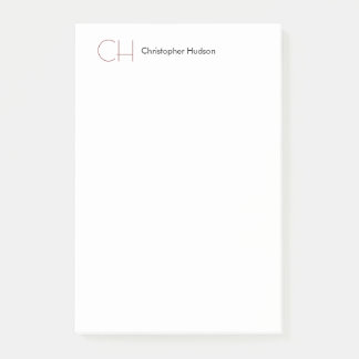 Post-it® Monogramme initial minimaliste moderne Plaque simp
