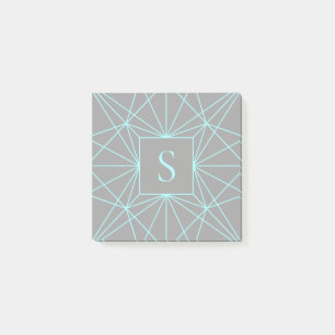 Post-it® Monogramme Initial   Motif Géométrique Turquoise