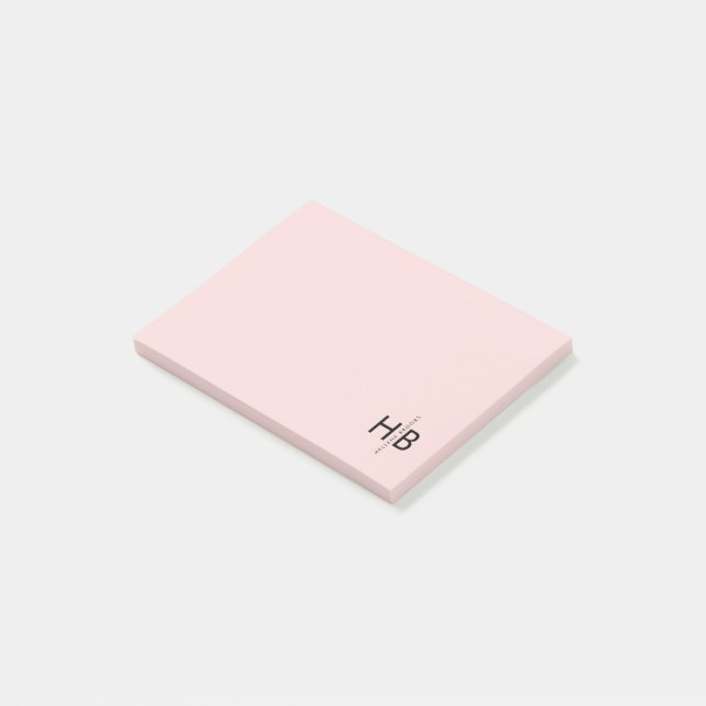 Post-it® Monogramme initial rose et noir féminin moderne (Incliné)
