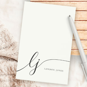Post-it® Monogramme Ivoire Blanc Moderne Minimaliste Femini