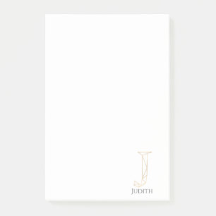 Post-it® Monogramme J Lettre Or Moderne Personnalisé