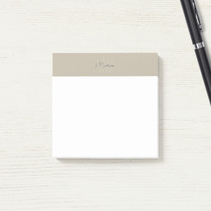 Post-it® Monogramme Logo Beige Moderne Minimaliste
